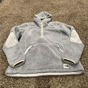 The north face campshire quarter zip fuzzy Sherpa pullover with hood  medium